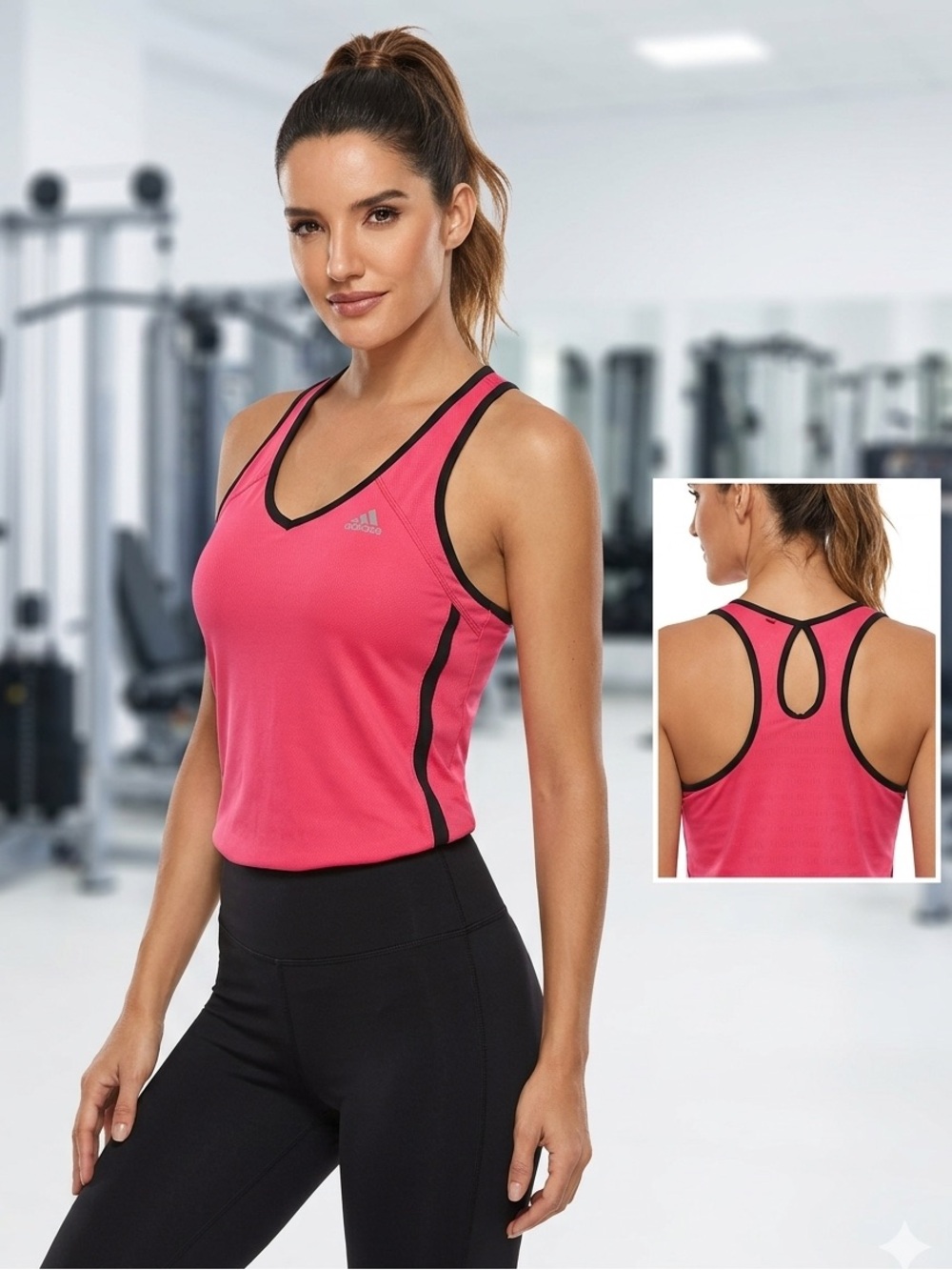 adidas Athletic Racerback Tank Top with Built-In Shelf Bra